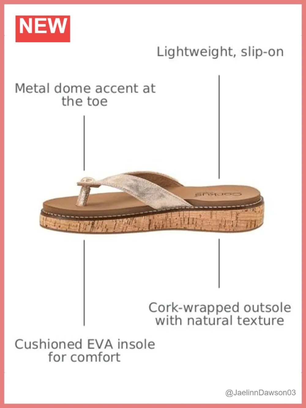 Women's Cork Wrapped Flip Flop Sandals Cushioned EVA Insole 1 Inch Heel